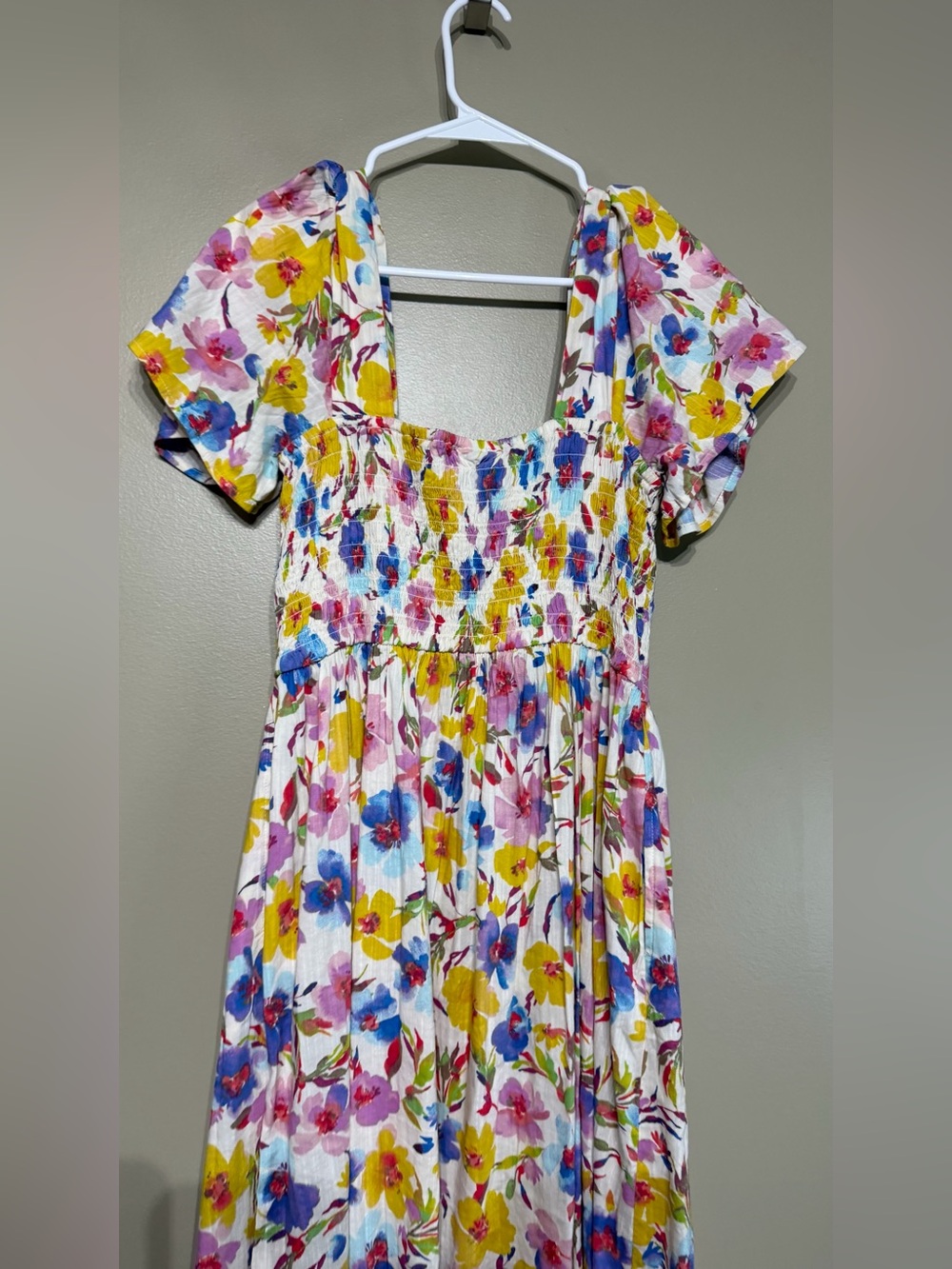 NWT GAP Print Smocked Puff Sleeve Midi Dress - Picture 11 of 13